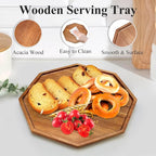 Set of 3 Acacia Wood Serving Trays Cheese Platters Party Hosting Essentials Gifts Charcuterie Board for Vegetable Fruit Food Round Tray Wooden Appetizer Platter Christmas Plates Dish Serving Boards