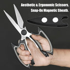 OMDAR Kitchen Scissors All Purpose 2 Pack - Halloween Goth Cute Kitchen Shears - Heavy Duty Stainless Steel Cooking Shears for Cutting Meat, Food, Poultry - Featuring a Magnetic Protective Sheath