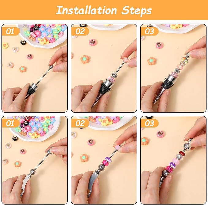 20 Pcs Beadable Wine Stoppers and Beer Openers Bulk, Reusable Alloy Decorative Bottle Stopper, DIY Craft Beer Opener Set for Spring, Summer, Fall, Halloween, Christmas, Party Favor Gifts