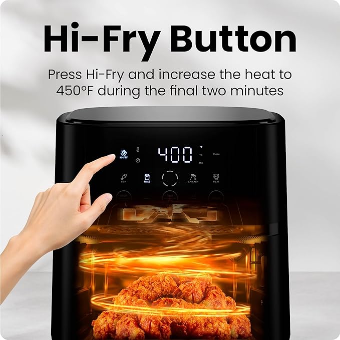 Chefman Air Fryer – 4 QT Compact Airfryer for Quick & Easy Meals in Minutes, Features Hi-Fry Technology for Extra Crisp, Touchscreen Controls with 4 Presets, Nonstick & Dishwasher Safe Basket - Black