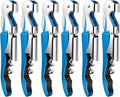 6 Pieces Professional Waiter Corkscrew Wine Openers, Blue Wine Keys Opener Stainless Steel Hinges Serrated Foil Cutter for Restaurant Waiters, Sommelier, Bartenders (Blue)