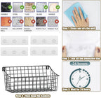 2 Pack Wall Hanging Baskets for Organizing, Large Metal Wire Basket with 5 Hooks+2 Strong Long Adhesive Hooks,Kitchen Hanging Mesh Organizer, Wall Mounted Bin for Kitchen, Bathroom, Bedroom,SUV,Garage