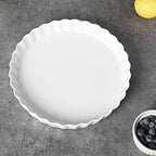 ONTUBE Pie Pans 11 Inches Ceramic Quiche Pans, Round Pie Tins for Baking,Oven Saf (White, 11" x 2 Pieces)