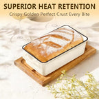 Wildone 2 in 1 Enameled Cast Iron Bread Pan with Lid, 9x5 Loaf Pans for Homemade Sourdough Bread, Cake, Meatloaf, Even Heating Bread Dutch Oven, Cream White