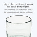 Clear Blown 8 oz DOF Rocks Glasses (set of 6) - Hand Blown Mexican Glassware Recycled Glass Drinking Glasses for Water, Juice, Margarita, Cocktails & Whiskey, Toxin Free