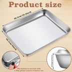 Baking Sheet Pan Set of 4, Stainless Steel Toaster Oven Pans, Small Cookie Sheet,Metal Baking Pan Oven Tray, Easy Clean & Dishwasher Safe, Mirror Surface(10 x 8 x 1 inches