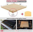 Unicook Pizza Stone for Oven and BBQ Grill, 13 Inch Square Baking Stone for Bread, Cordierite Thermal Shock Resistant Pizza Making Accessory for Oven and Grill, Including Dough Scraper