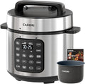 CARORI Electric Pressure Cooker 6 Quart Silver, Non-stick Pot, 9-in-1 Instant Pot, 12 Preset Functions with Touchscreen, Safe Steam Release, Stew, Slow Cook, Rice, Sauté, Warmer