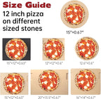 Pizza Stone, 15" Round Pizza Stone for Oven Grill BBQ, Cordierite Baking Stone for Pizza Bread Pie, Unique Built-in 4 Handles Cooking Stone