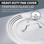 Large Universal Lid,Fits 8 -12 Inch Cookware,Tempered Glass Top with Steam Vent for Pots, Frying Pan,Stainless Steel Replacement Pot Lid for Kitchen Organizing, Space Saving