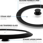 Anaeat Silicone Universal Lid for Pots, Pans and Skillets - Tempered Glass Covered with Heat Resistant Silicone Rim Fits 6", 7" and 8" Diameter Cookware -Easy to Use Replacement Frying Pan Cover