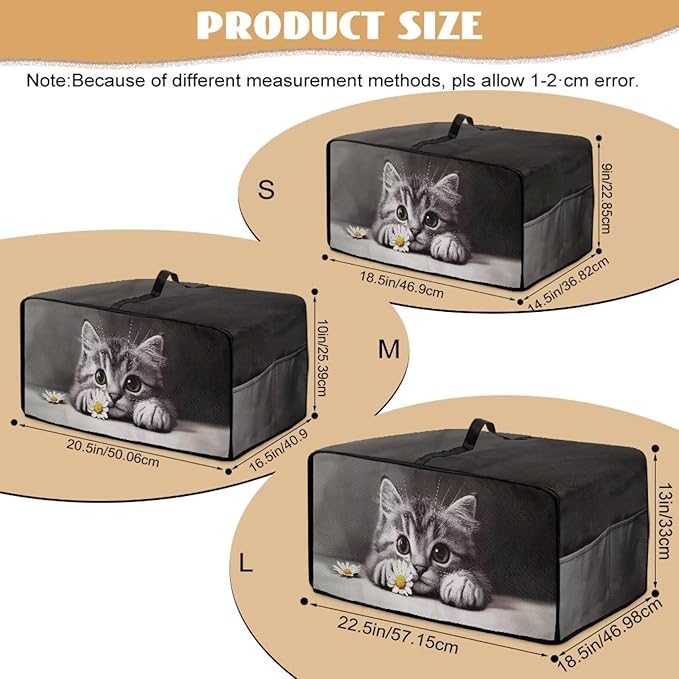 Kitten Daisy Print Toaster Oven Stain-resistant Cover for Kitchen Counter Decor, Heavy Duty Heat-resistant Microwave Oven Cover, Washable (Small-14.5 * 18.46 * 9 inches)