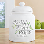 Let's Make Memories Personalized Cookie Jar - Thankful, Grateful, Blessed - For Bakers- Kitchenware