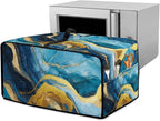 Marble Print Toaster Oven Dust Cover for Kitchen Counter, Heavy Duty Heat-resistant Microwave Oven Protective Cover Air Fryer Covers, Blue & Gold (Medium-16.1 * 19.71 * 10 inches)