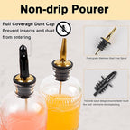 ChezMax Syrup Dispenser Bottles Set of 6, Simple Syrup Bottle for Coffee Bar Accessories, 5oz & 7oz Glass Coffee Syrup Dispenser Syrup Containers for Maple Honey Syrup Oil, Metal Pour Spouts & Labels