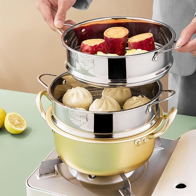 BinaryABC Stainless Steel Dumpling Steamer Basket for Pot,20cm Steamer Insert for Food Veggie Rice Noodle Roll (7.87INCH)