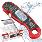 Meat Thermometer Digital for Grilling and Cooking - ANDAXIN Waterproof Ultra-Fast Instant Read Food thermometers with Backlight & Calibration for Kitchen, Deep Fry, BBQ, Grill(Red/Black), LCD