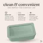 Ceramic Coated Glass Food Storage Container | No PTFE, PFOA, PFAS, and BPA | Reusable Non Toxic Meal Prep Container with Glass Lid | Easy To Store | 3 Cup Rectangle [Willow]