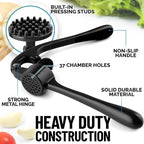 Zulay Kitchen Premium Garlic Press Set - Rust Proof Professional Garlic Mincer Tool - Easy-Squeeze, Easy-Clean with Soft, Ergonomic Handle - Silicone Garlic Peeler & Brush (Black)