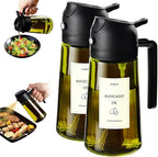 TrendPlain - Original 16oz/470ml Olive Oil Dispenser Bottle for Kitchen Gadgets and Air Fryer Accessories - Olive Oil Sprayer for Cooking w/Stickers - 2 Black