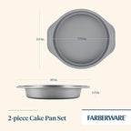 Farberware GoldenBake Bakeware Nonstick Baking Pans/Cake Pan Set, Round, Insulated, Two 8-Inch, Gray