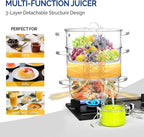 ROVSUN 5 Quart Juice Steamer Stainless Steel, Extractor Fruit Vegetables Juicer Steamer Pot, w/Tempered Glass Lid Clamp, Loop Handles, Ideal for Making Juice, Jelly, Pasta