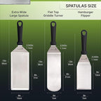 Metal Spatula Griddle Accessories Set - Griddle Scraper Flat Spatula Pancake Flipper Hamburger Turner - Metal Utensil great for BBQ Grill Flat Top Cast Iron Griddle - Commercial Grade