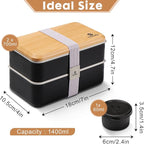 Sinnsally Bento Box Adult Lunch Box with Compartments for Women & Men,(47oz)Stackable Japanese Bento Lunchbox,Rectangle Lunchable Food Container with Utensil Set,Leak-Proof & Microwave/Dishwasher Safe