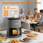 CARORI 6QT Air Fryer with Viewing Window, 12 Cooking Presets, 1700W Fast & Even Cooking, Max 400℉ Crisping, Bake, Roast, Reheat & Dehydrate, Large Nonstick Basket, Dishwasher Safe, Gray
