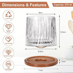 Rotatable Old Fashioned Glass Cup, 275ml/10oz Crystal Whiskey Glass Set of 2, Wood Coaster, Thickening, Used as Rum Glass Cup, Cocktail, Coffee, Milk to Relax and Reduce Stress, Christmas gifts