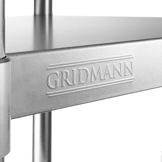 GRIDMANN Stainless Steel Kitchen Prep Table 72 x 30 Inches with Backsplash & Under Shelf, NSF Commercial Work Table for Restaurant and Home