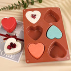 (2 Pack) 6 Holes Heart Shaped Silicone Mold For Chocolate Cake - Heart Silicone Mold for Making Jelly Pudding Handmade Soap Mould Candy Making