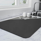 Ecotrim - Dish Drying Mat for Kitchen Counter | Coffee Bar Mat for Countertops | Heat Resistant Drainer Mat with Non-slip Rubber Backed | Hide Stain Kitchen Absorbent Draining Mat | Black 16"x18"