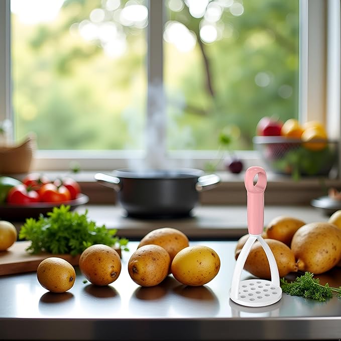 1Pc Random Color Manual Silicone Potato Masher, Cooking Utensils Masher, Mini Potato Masher for Non-Stick Cookware，Potato Mashers，Fruit and Vegetable Tools