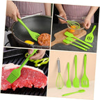 5pcs Kitchen Silicone Utensil Set Green Nonstick Baking Tools with Egg Whisk and Spatula Food-grade Silicone Cooking Gadgets for Mixing Scraping and Stirring