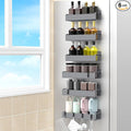 HuggieGems 6 Pack Magnetic Spice Rack Organizer for Refrigerator and Oven, Dark Grey Fridge Organizers and Storage for Kitchen