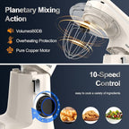 Honinst Stand Mixer, 6.5QT 10-Speed Tilt-Head Electric Stand Mixer, 3-In-1 Kitchen Mixer with Bowl, Dough Hook, Whisk and Beater, Food Mixer for Baking, Cake and Most Home Cooks, Beige