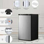 Antarctic Star 3.2 Cu.Ft.Compact Refrigerator with Freezer, Mini Fridge Single Door with Adjustable Thermostat,Removable Glass Shelves for Apartment,Dorm,Office,Kitchen，SILVER