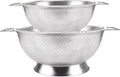 Gulex Stainless Steel Colander and Strainer Set(5-Quart and 3-Quart)， Strainer for Kitchen Food, Dishwasher Safe