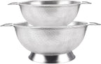 Gulex Stainless Steel Colander and Strainer Set(5-Quart and 3-Quart)， Strainer for Kitchen Food, Dishwasher Safe