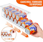 SCAVATA 4 Pack Soda Can Organizer for Refrigerator, Stackable Canned Food Pop Cans Container Can Holder Dispenser with Lid for Fridge Rack Freezer, Clear Storage Bins-Holds 12 Cans Each (Transparent)