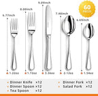 NICE KITCHEN Silverware set for 12,60 Pieces Premium Stainless Steel Silverware set,Mirror Polished Cutlery Set,Flatware Set for 12,Dishwasher Safe,Luster Series