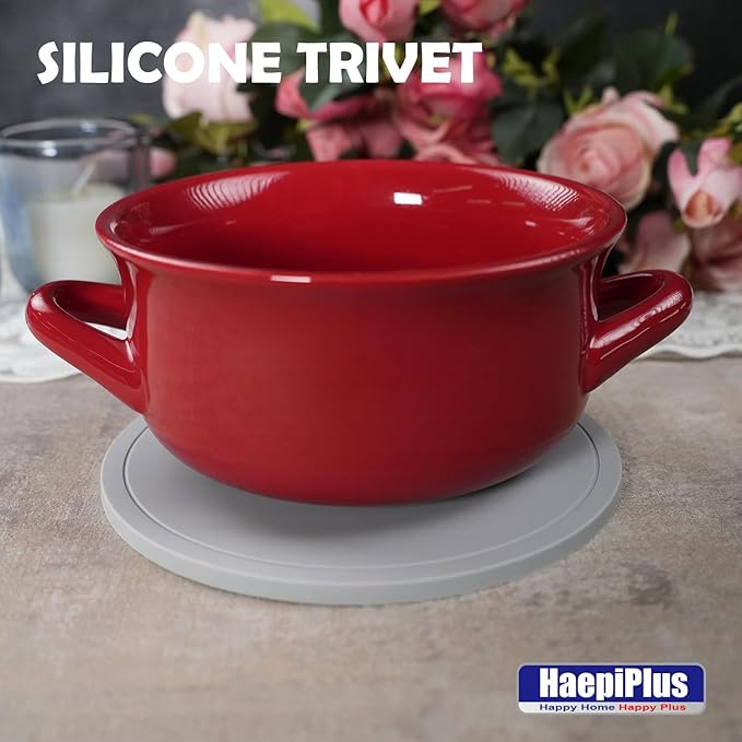 4 Pieces Silicone Trivet Mats, Pot Holders, Kitchen Tools, Heat Resistant Non-Slip Pads for Dishes, Bowls, Jar Opener, Easy to Wash and Dry Pan Cushions (Grey)