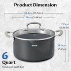 6 Quart Nonstick Stock Pot with Lid, BEZIA PFAS-Free Ceramic Soup Pot, Multipurpose Pasta Pot with Strainer Lid, Induction Cooking Pot, Silicone Handle, Compatible with All Cooktops, Dishwasher Safe