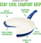 GreenLife Soft Grip 1QT and 2QT Saucepan Set, Healthy Ceramic Nonstick, Non Toxic PFAS & PFOA-Free, Dishwasher Safe, Glass Lids, Stay-Cool Handles, Easy Clean Cookware, Kitchen Essentials, Blue