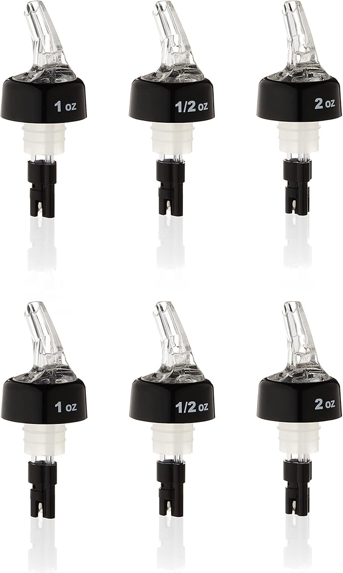 TRUE Measured Pour Spouts for Liquor Bottles Alcohol Pouter Spouts Home bar Liquor Pourers, 0.5oz, 1oz, 2 oz, Set of 6