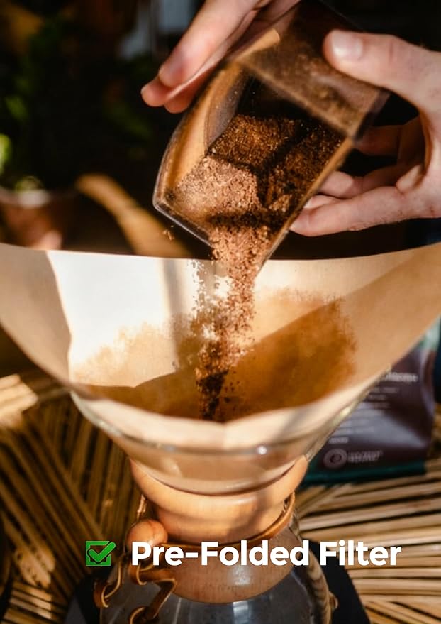 AGOGO Pour Over Coffee Maker Glass with 50pcs Paper Filters -for Home, Office, Camping, Cafes - Easy Clean Coffee Dripper Set (Soft Towel&Brush)(34oz Classic w/Paper Filters)