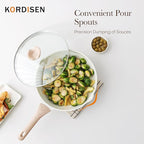Kordisen Ceramic Nonstick Frying Pan Skillet Set with Lid, 3 Piece Ceramic Pans for Cooking Non Toxic, Healthy Induction Cookware, Stay-Cool Handle, PFOA & PFAS Free (9.5 Inch, 11 Inch, 12.5 Inch)