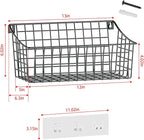2 Pack Wall Hanging Baskets for Organizing, Large Metal Wire Basket with 5 Hooks+2 Strong Long Adhesive Hooks,Kitchen Hanging Mesh Organizer, Wall Mounted Bin for Kitchen, Bathroom, Bedroom,SUV,Garage