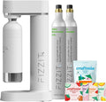 Fizzit Stainless Steel Sparkling Water Maker Bundle | Includes Soda Maker, 2 CO2 Cylinder, & 12-Flavor Variety Pack | Customizable Carbonated Water Machine, Reusable bottle & Eco-Friendly